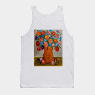 Some abstract mixed flowers in a metallic vase Tank Top